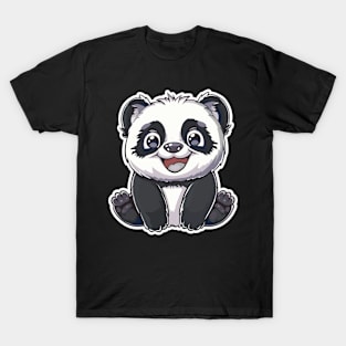 Exuberant Panda Buddy Sticker T-Shirt